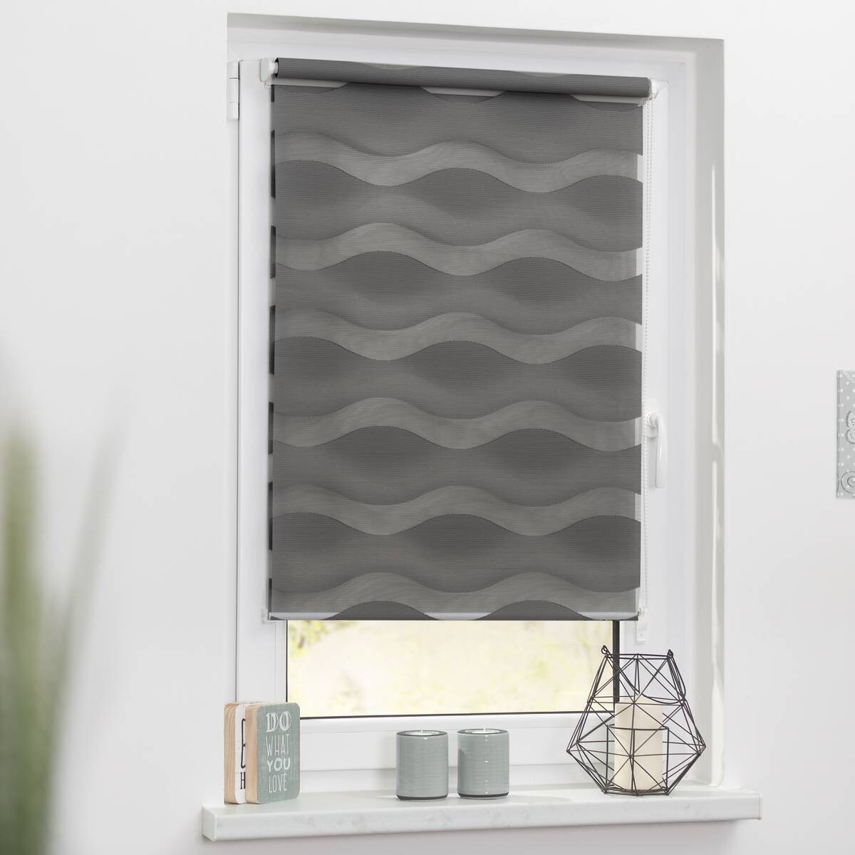 LICHTBLICK Doppelrollo Duo Welle anthrazit B/L: ca. 60x150 cm