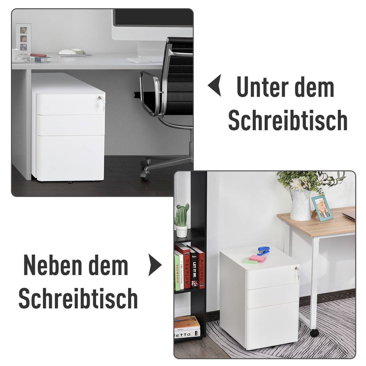 Rollcontainer 924-006WT weiß B/H/T: ca. 39x59x48 cm