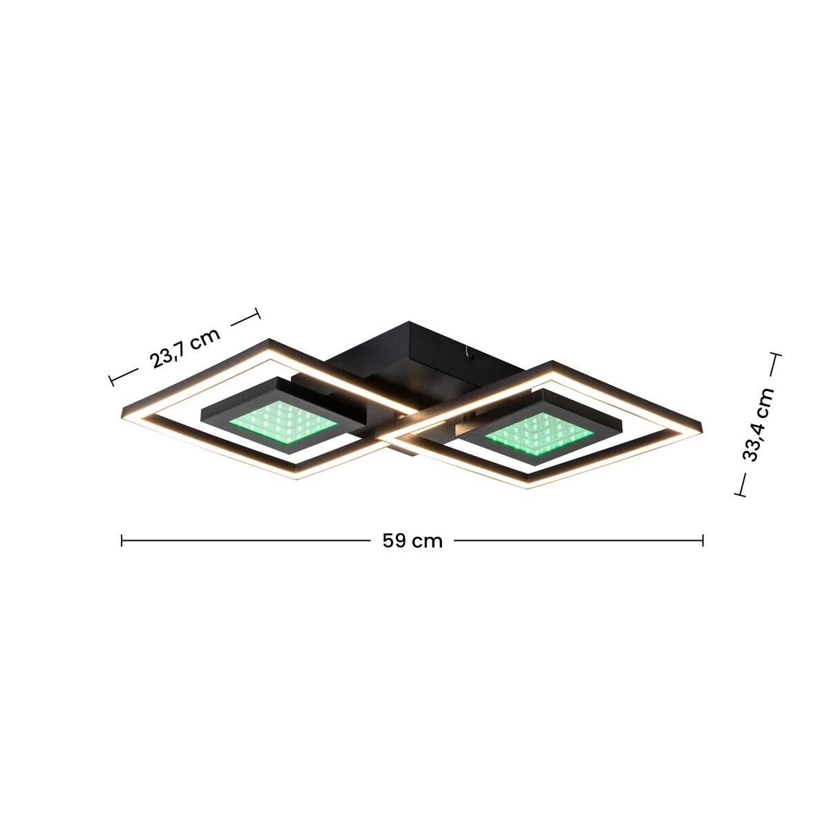 Nolo Deckenleuchte Kenny schwarz Metall B/H/L: ca. 35x6x64 cm