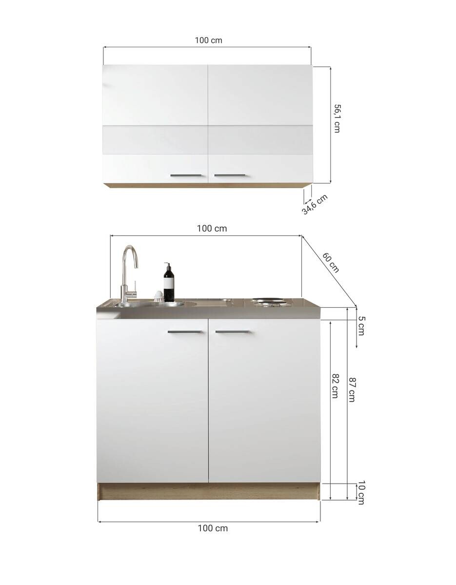 Anbauküchen-Set Merle grau B/H/T: ca. 100x200x60 cm