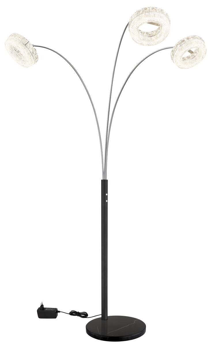 GLOBO Stehlampe klar schwarz Metall Acryl Glas B/H/L: ca. 102x190x82,5 cm 1 Brennstellen