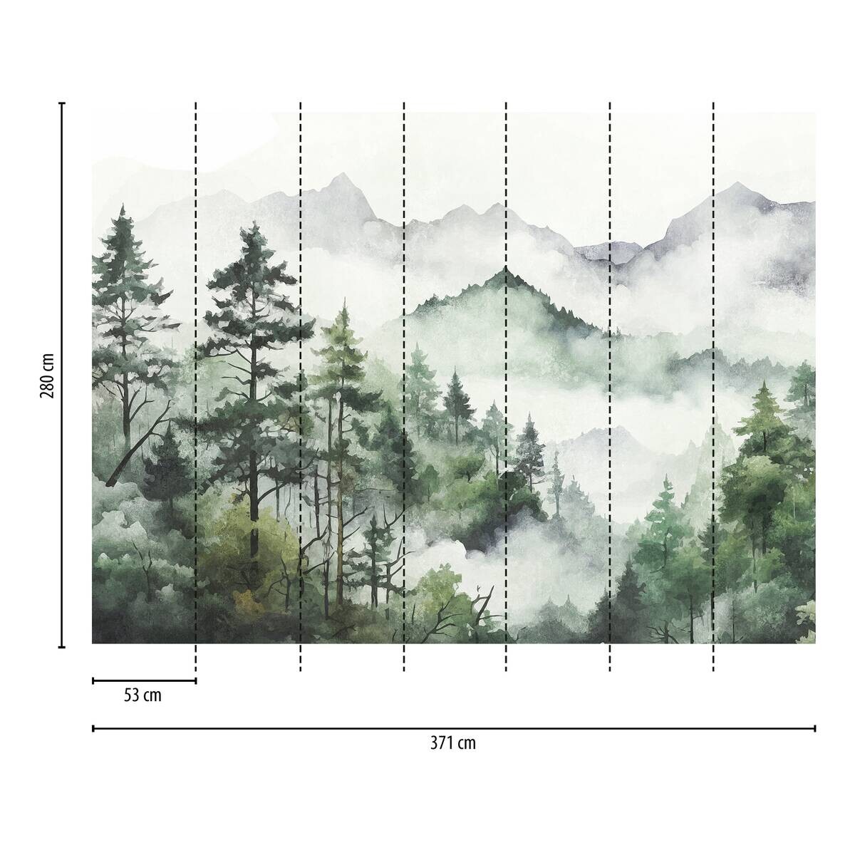 Livingwalls Fototapete Berge grün weiß grau B/L: ca. 280x371 cm