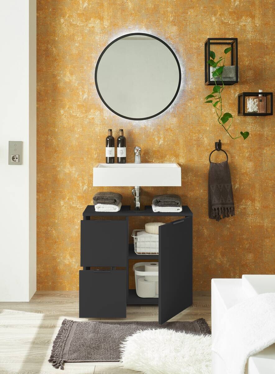 Waschbeckenunterschrank Porto schwarz B/H/T: ca. 70x60x35 cm