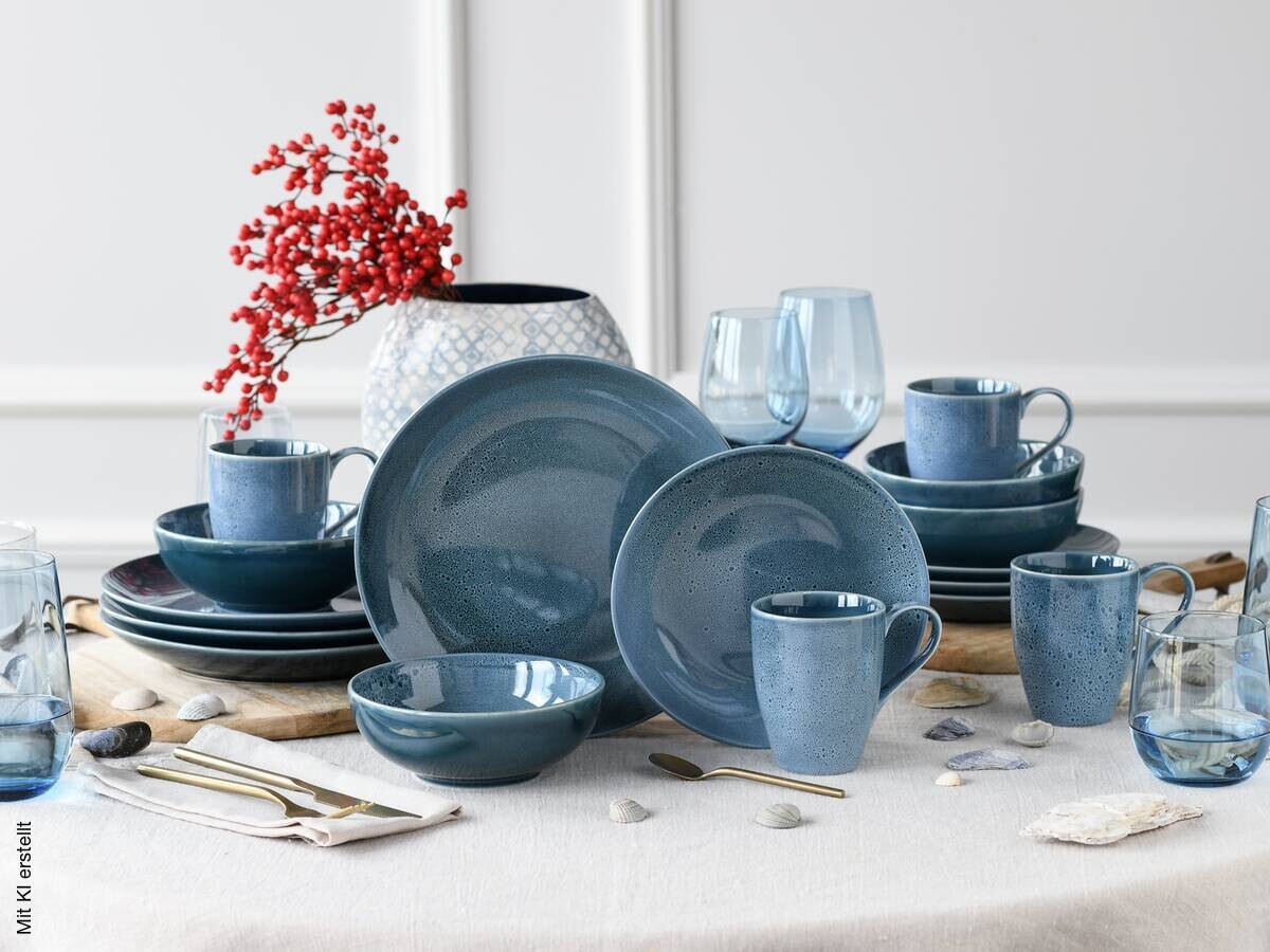 CreaTable Kombiservice Reactive BLUE petrol Keramik