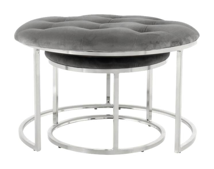 360 Living Hocker Myla 100 2er-Set grau silber Samt Metall H/D: ca. 41x60 cm