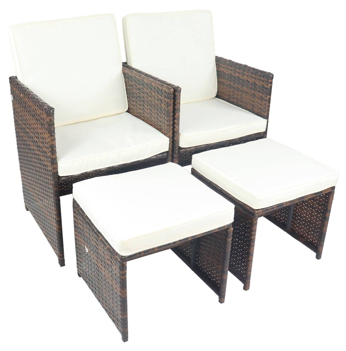 VCM Gartenstuhl 4er Set braun Rattan B/H/L: ca. 53x84x53 cm