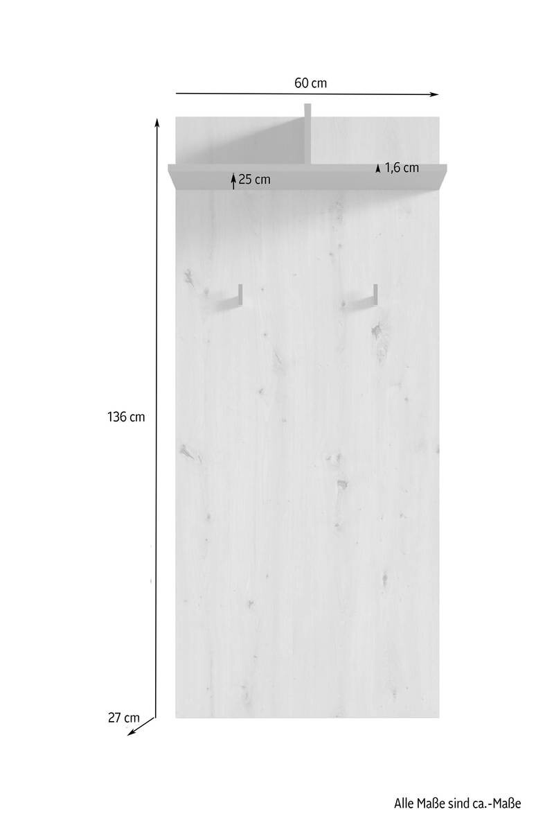 Wandpaneel BEN Eiche Old Wood Nachbildung anthrazit B/H/T: ca. 60x136x27 cm