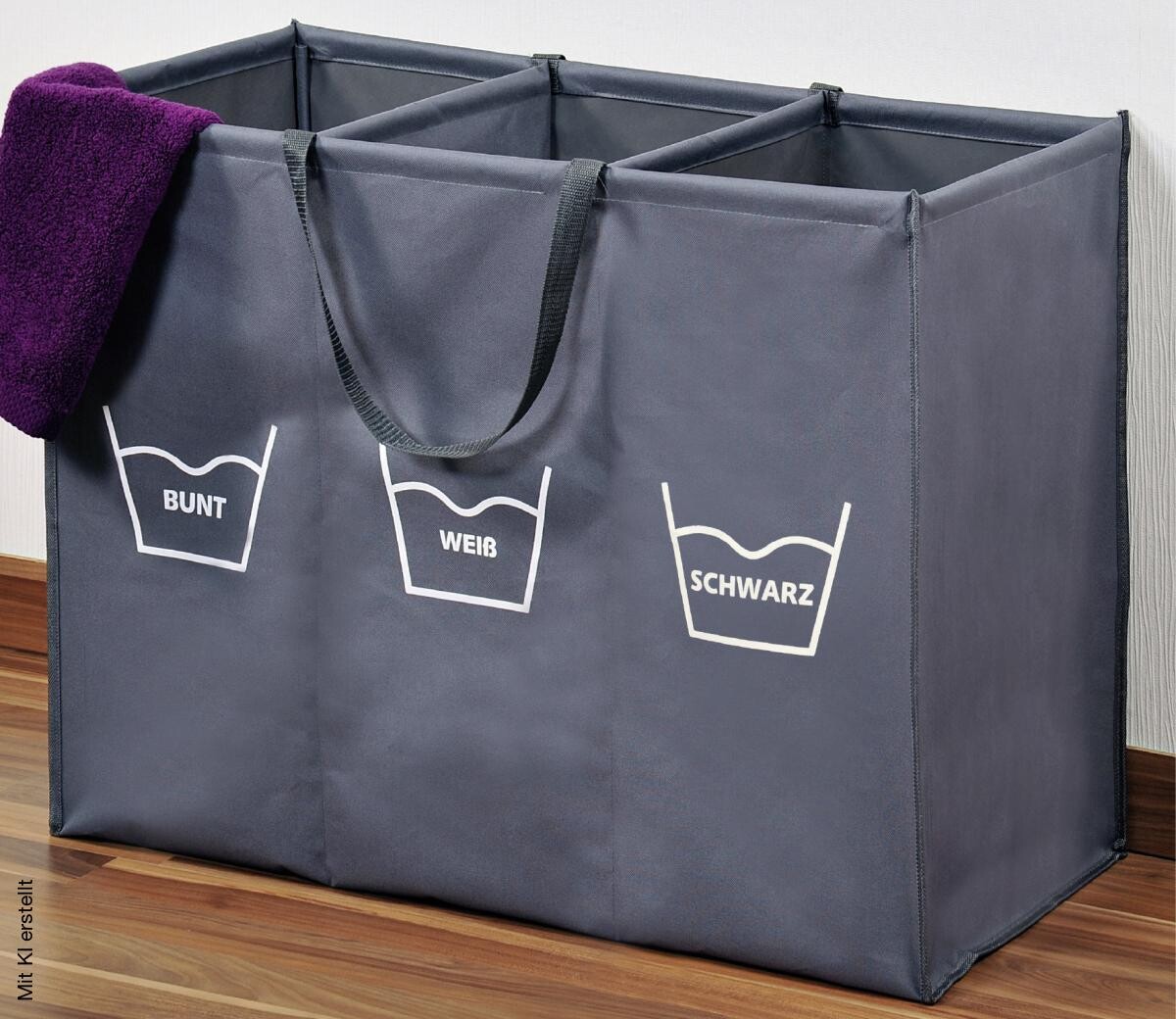 Kesper Wäschesammler grau Polyester B/H/L: ca. 36x60x74 cm