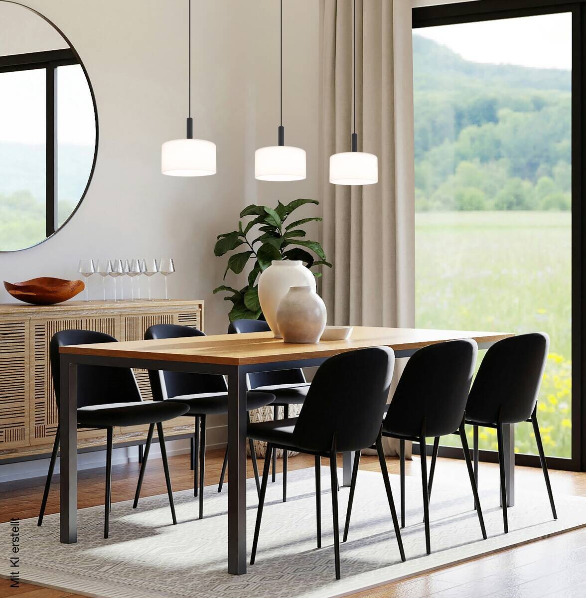 GLOBO Pendelleuchte mattschwarz Opal Glas Metall B/H/T/L: ca. 20x150x96x96 cm 1 Brennstellen