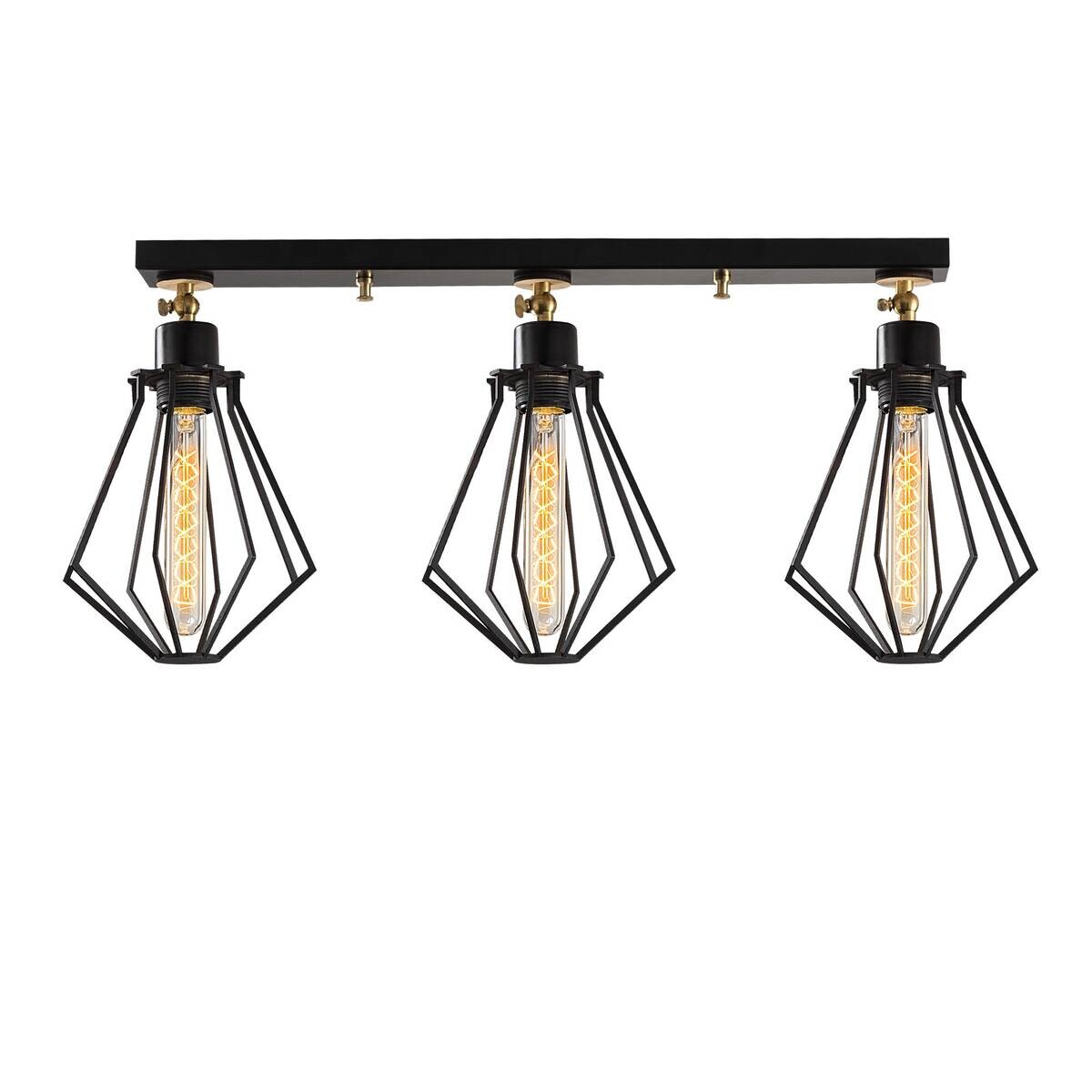 Opviq Deckenleuchte Oylat gold schwarz Metall B/H/T/L/D: ca. 18x29x18x70x18 cm E27 3 Brennstellen