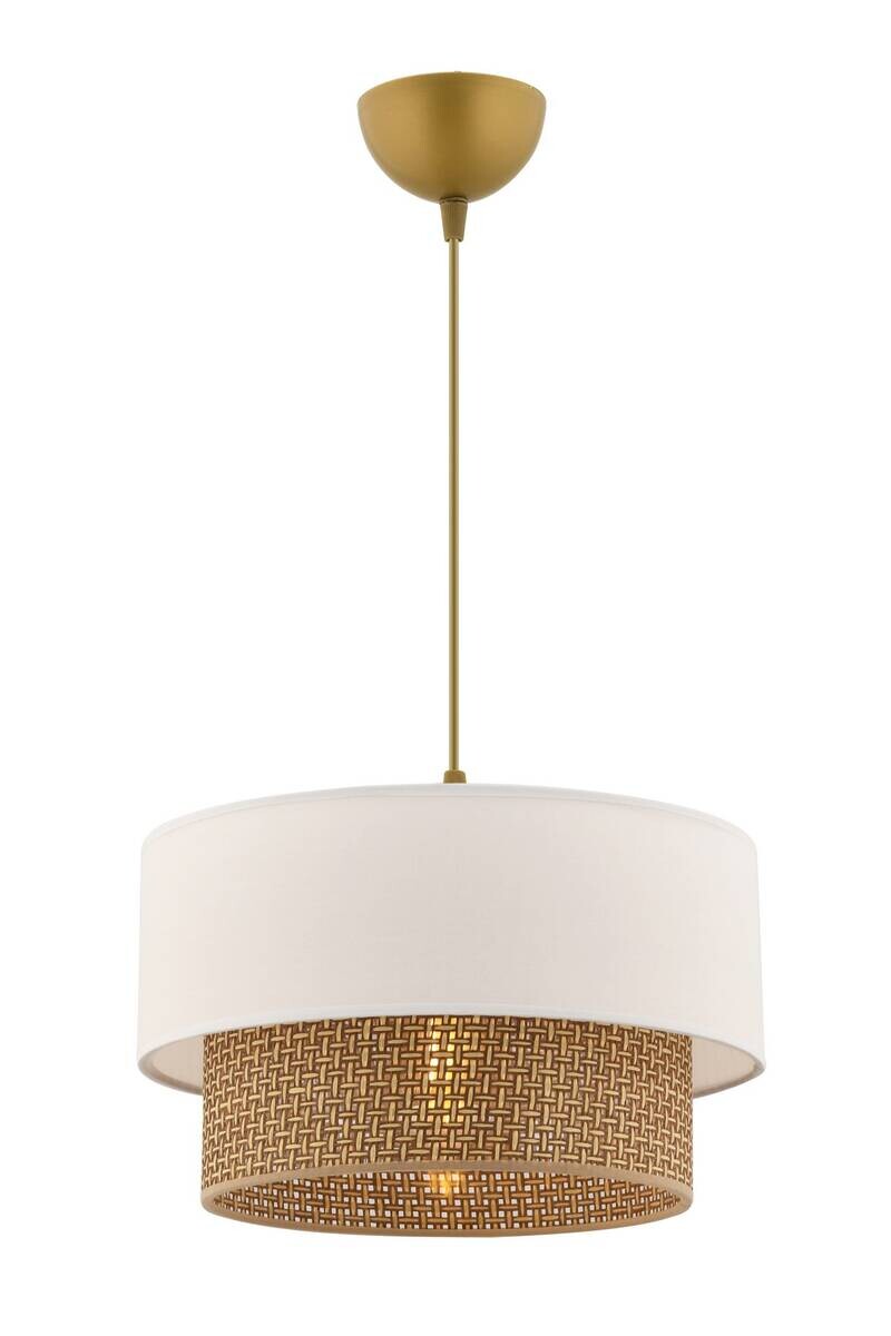 Opviq Pendelleuchte Echo weiß beige Baumwolle B/H/T/L/D: ca. 30x65x30x30x30 cm E27 1 Brennstellen