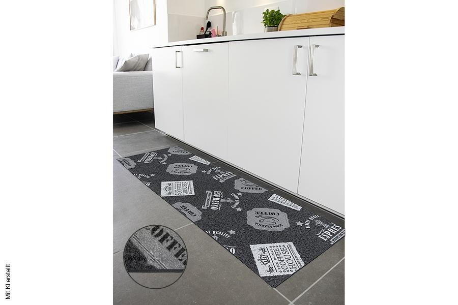 Küchenläufer Coffe Patterns grau B/L: ca. 67x180 cm