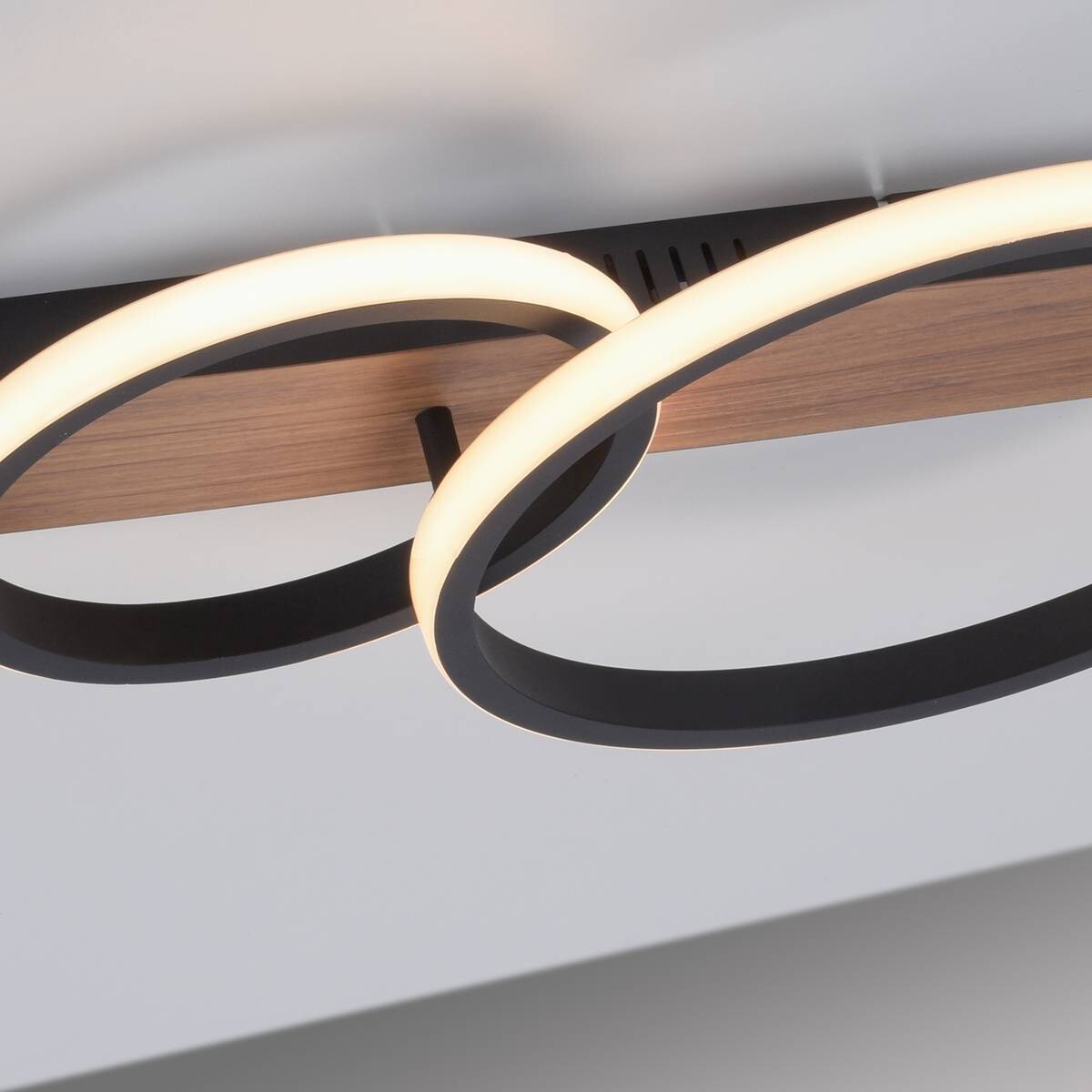 Just Light LED-Deckenleuchte TROOPER 15615-78 schwarz weiß natur Kunststoff Metall B/H/T: ca. 30x8x53 cm 1 Brennstellen