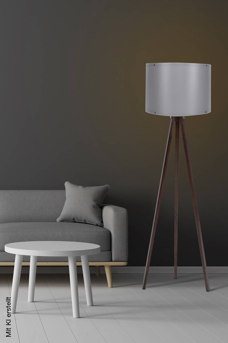 Opviq Stehlampe nussbaum grau MDF Polypropylen B/H/T/L/D: ca. 38x145x38x38x38 cm E27 1 Brennstellen