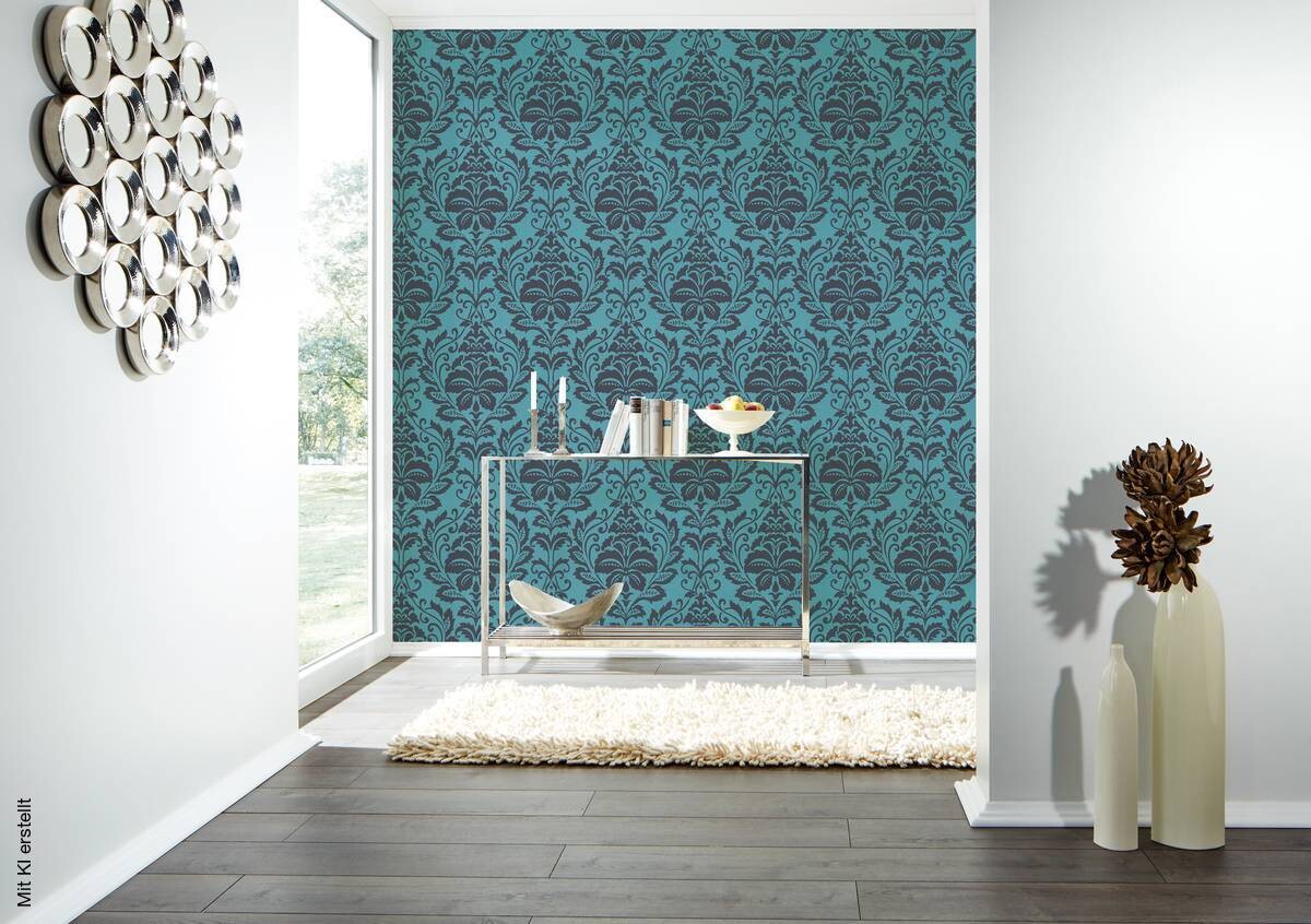 A.S.Creation Vliestapete Attractive Barock türkis grau B/L: ca. 53x1005 cm