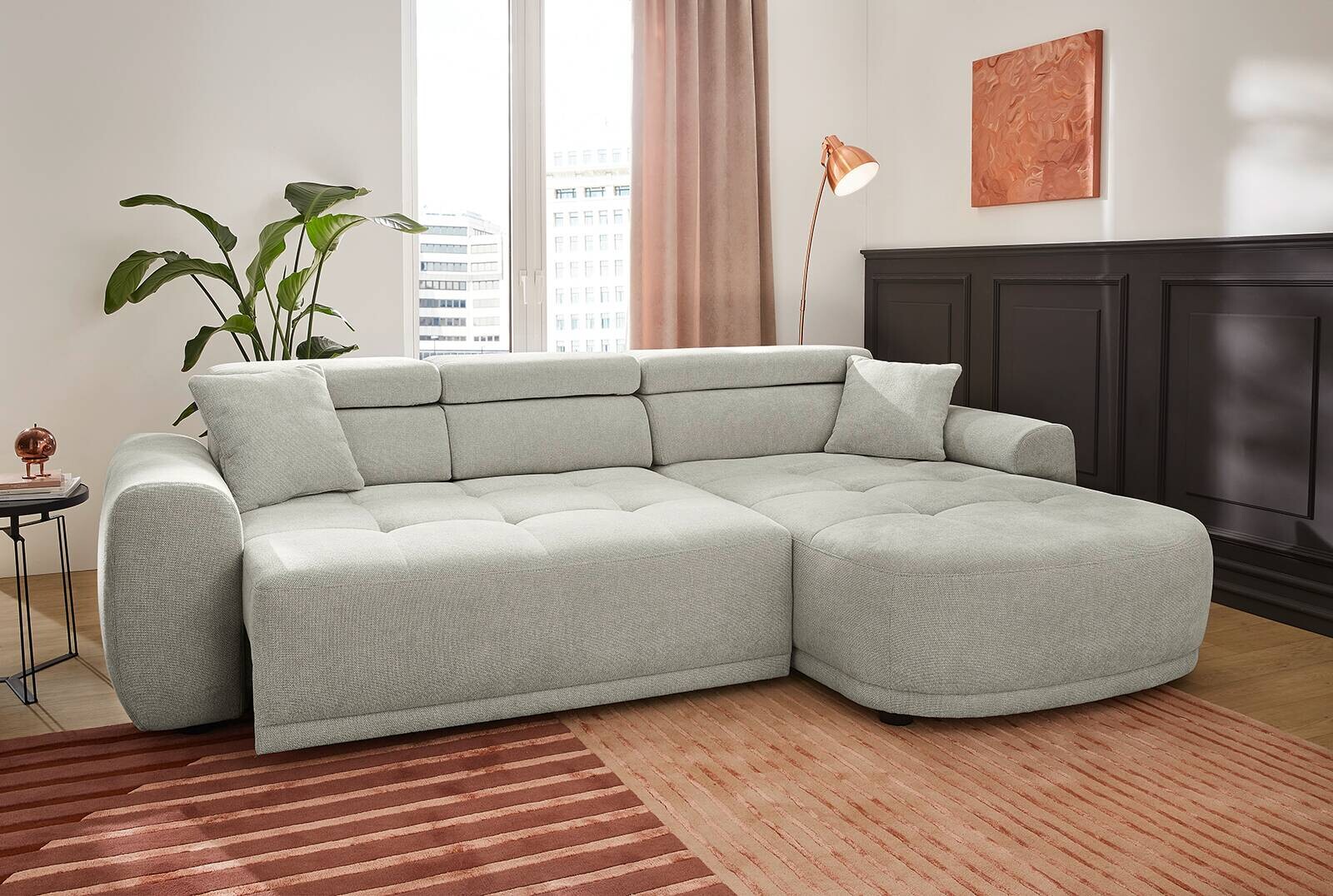 Ecksofa hellgrau Microfaser B/T: ca. 280x186 cm