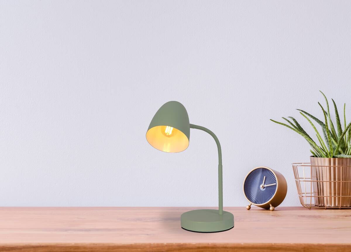 Nowa Tischleuchte 50870114 grün Metall B/H: ca. 20x40 cm E14 1 Brennstellen