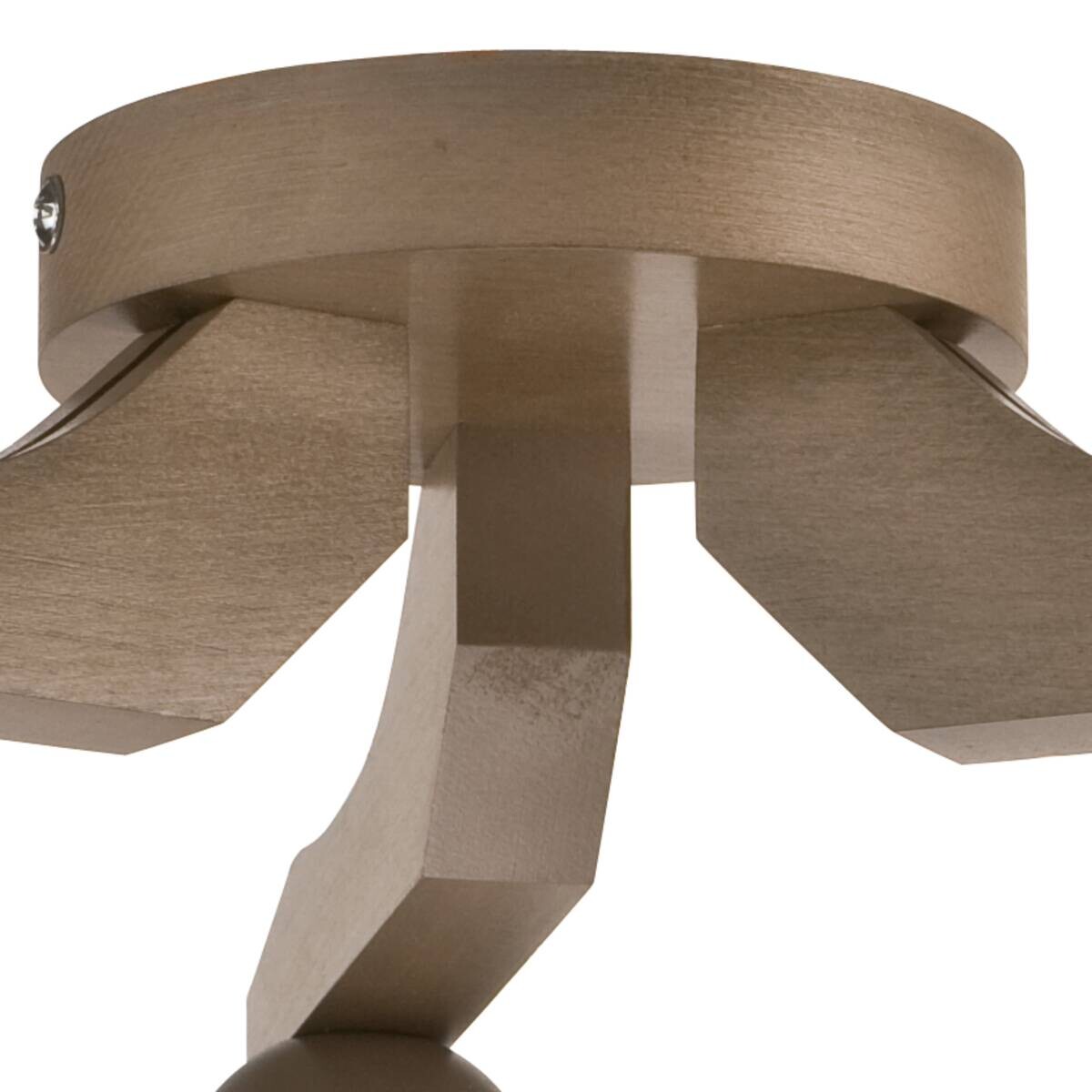 Lamkur Deckenleuchte ADRIANO 27470 natur Holz Glas Stahl H/L: ca. 23x40 cm E27 3 Brennstellen