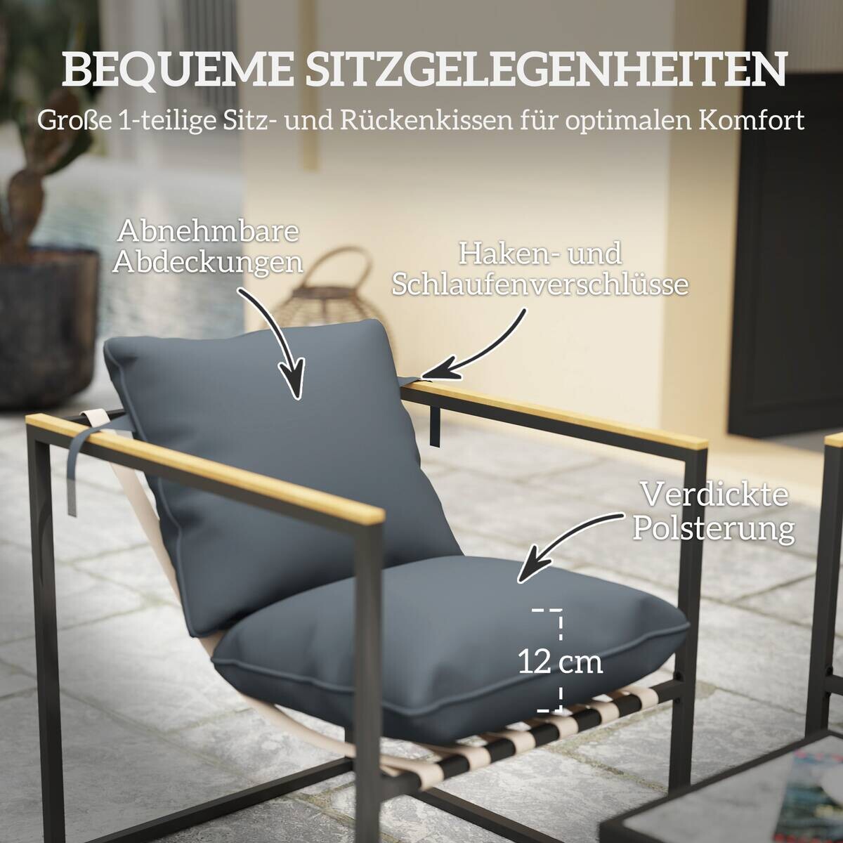 Outsunny Gartenmöbel-Set grau Polyester B/H/L: ca. 70x67x114 cm