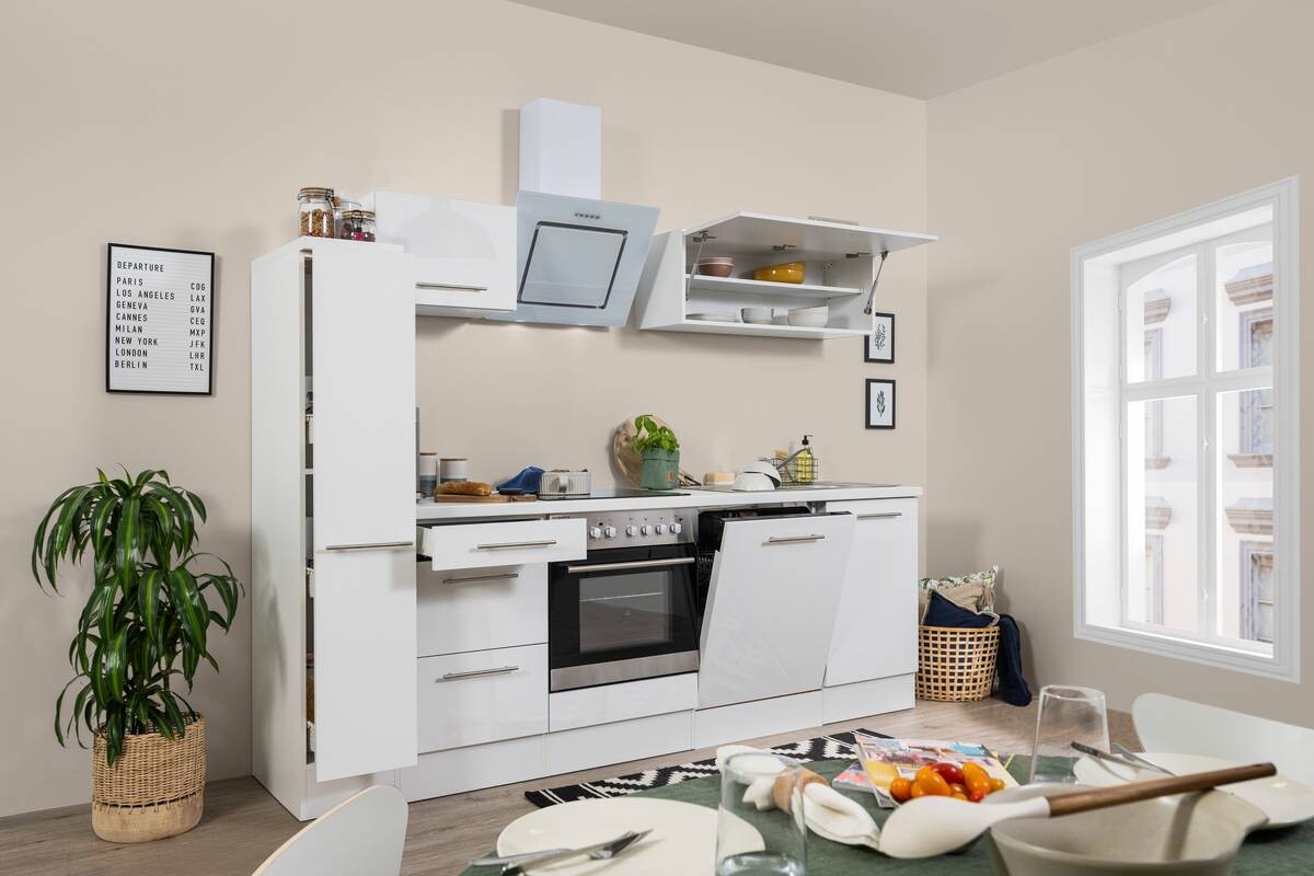 Respekta Küchenblock Amanda weiß Hochglanz B/H/T: ca. 250x200x60 cm