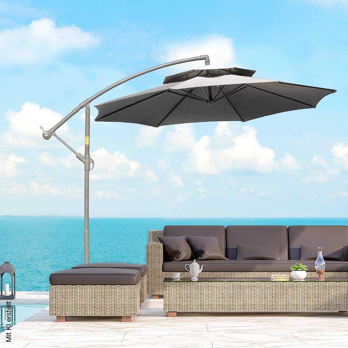Outsunny Sonnenschirm hellgrau Polyester H/D: ca. 245x267 cm
