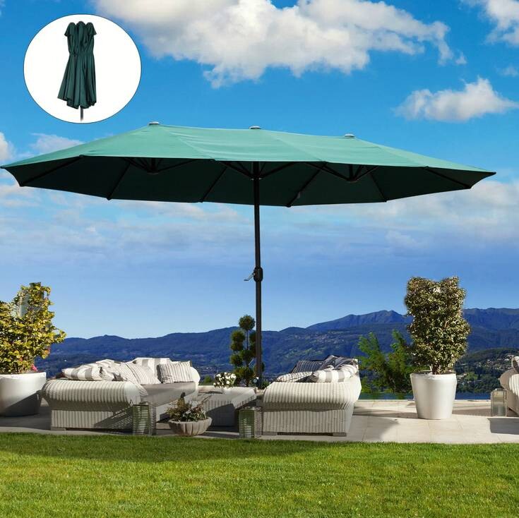 Outsunny Marktschirm dunkelgrün Stahl B/H/L: ca. 270x240x460 cm