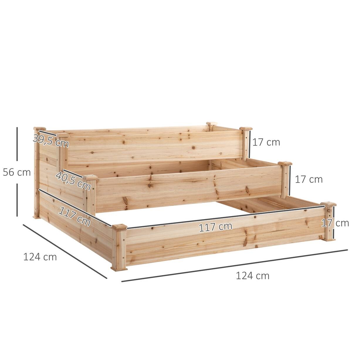 Outsunny Hochbeet B/H/L: ca. 124x56x124 cm