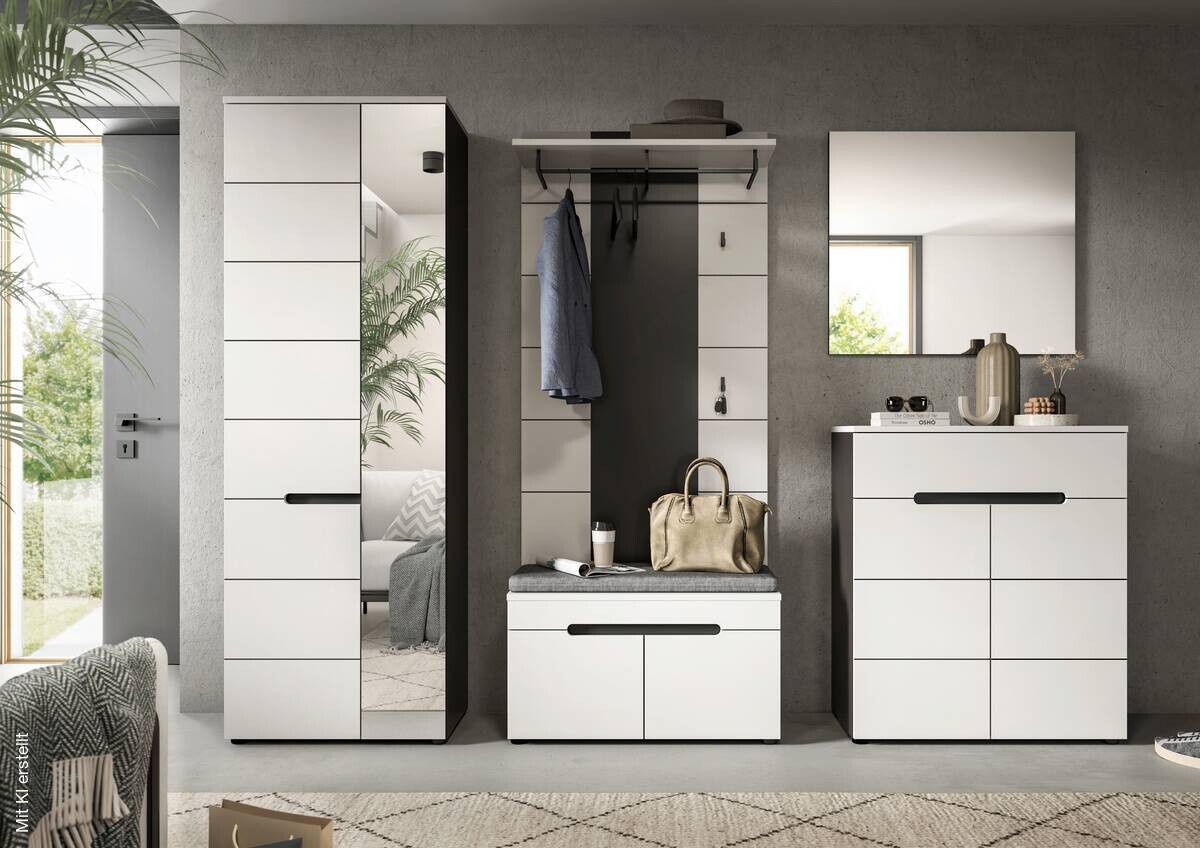 Garderobe Canu basaltgrau Nachbildung weiß B/H/T: ca. 255x190x37 cm