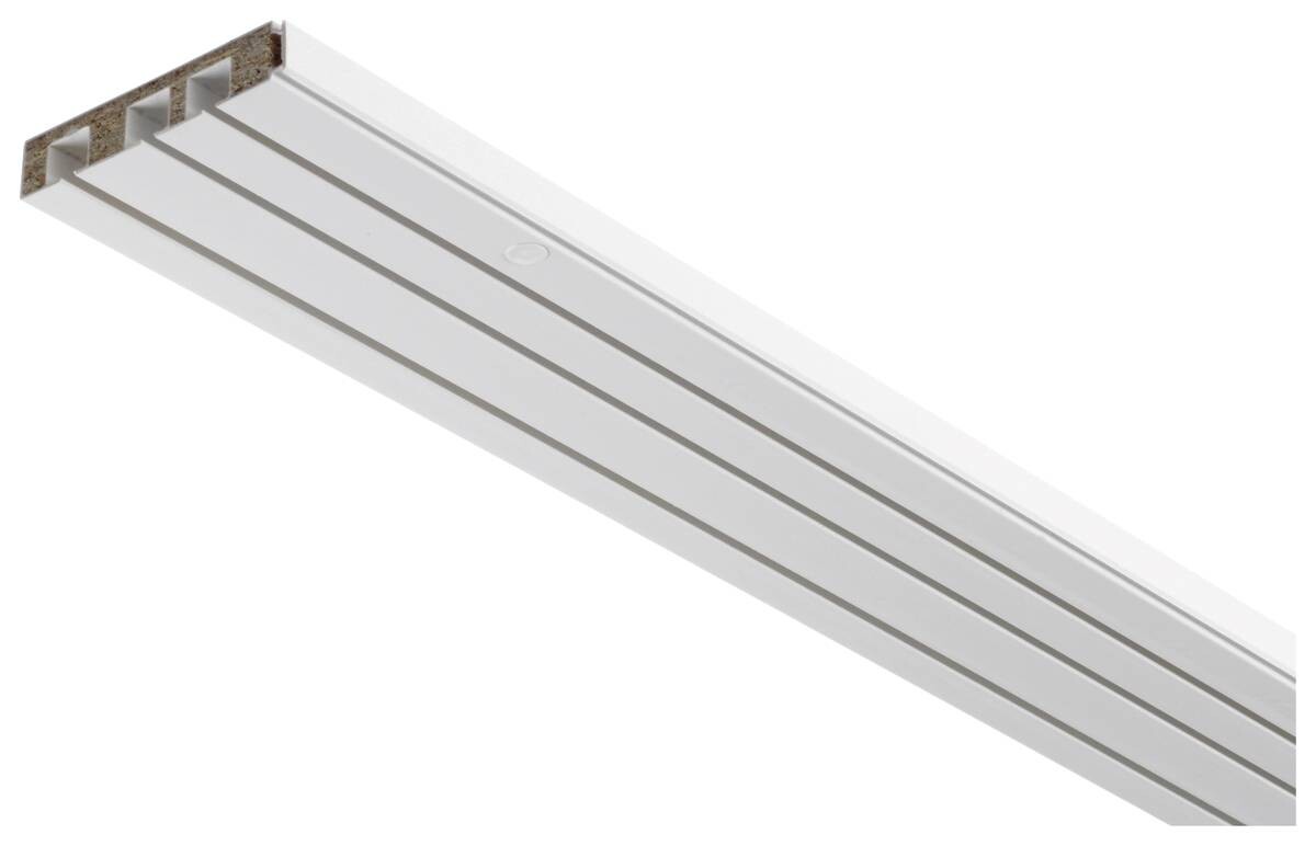 Boviva Gardinenschiene mit Holzkern weiß Holz L: ca. 120 cm 3.0 Läufe