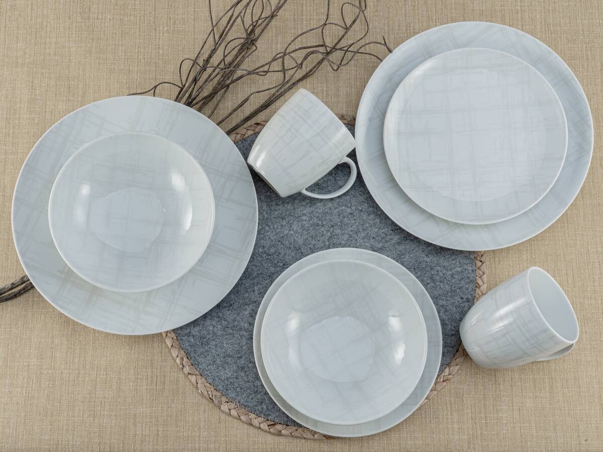 CreaTable Kombiservice Home Shabby Chic weiß Porzellan 16 tlg.