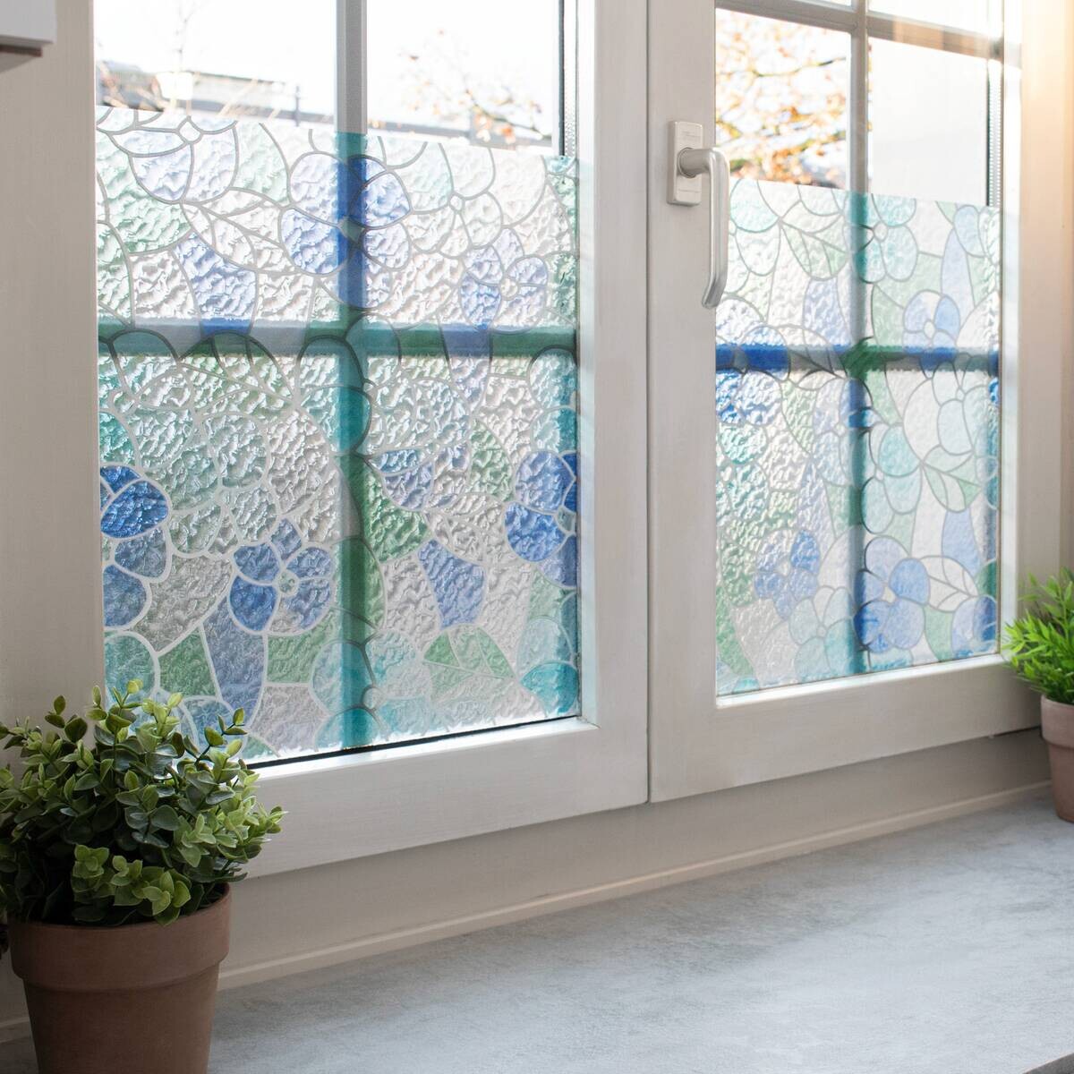 d-c-fix Dekofolie Ornamentglas blau türkis B/L: ca. 45x200 cm