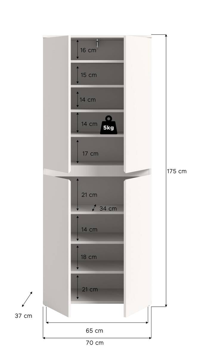 Schrank SCARPA weiß B/H/T: ca. 70x175x37 cm