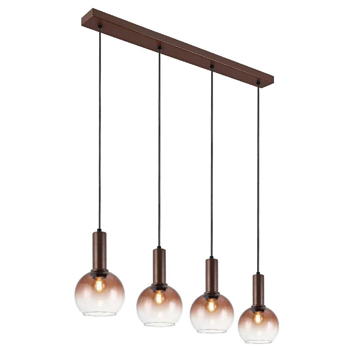POCOline Pendelleuchte Smilla kaffee Glas Metall B/H/L: ca. 15x120x90 cm E27 4 Brennstellen