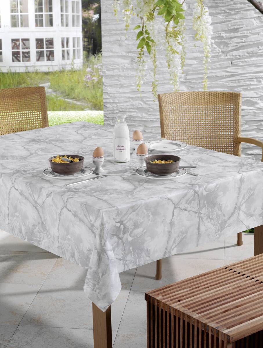 Milano Abwaschbarer Tischbelag Marmor hellgrau B: ca. 140 cm