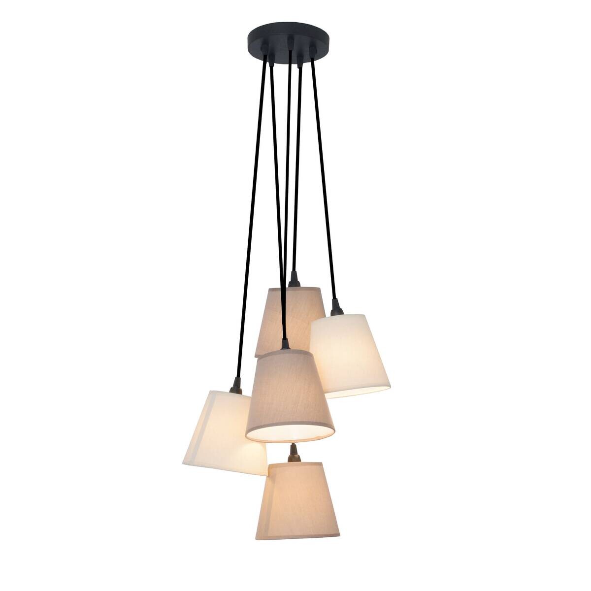 Näve Leuchten Pendelleuchte 7062511 beige Textil Metall B/H/T: ca. 16x14x16 cm E14 5 Brennstellen