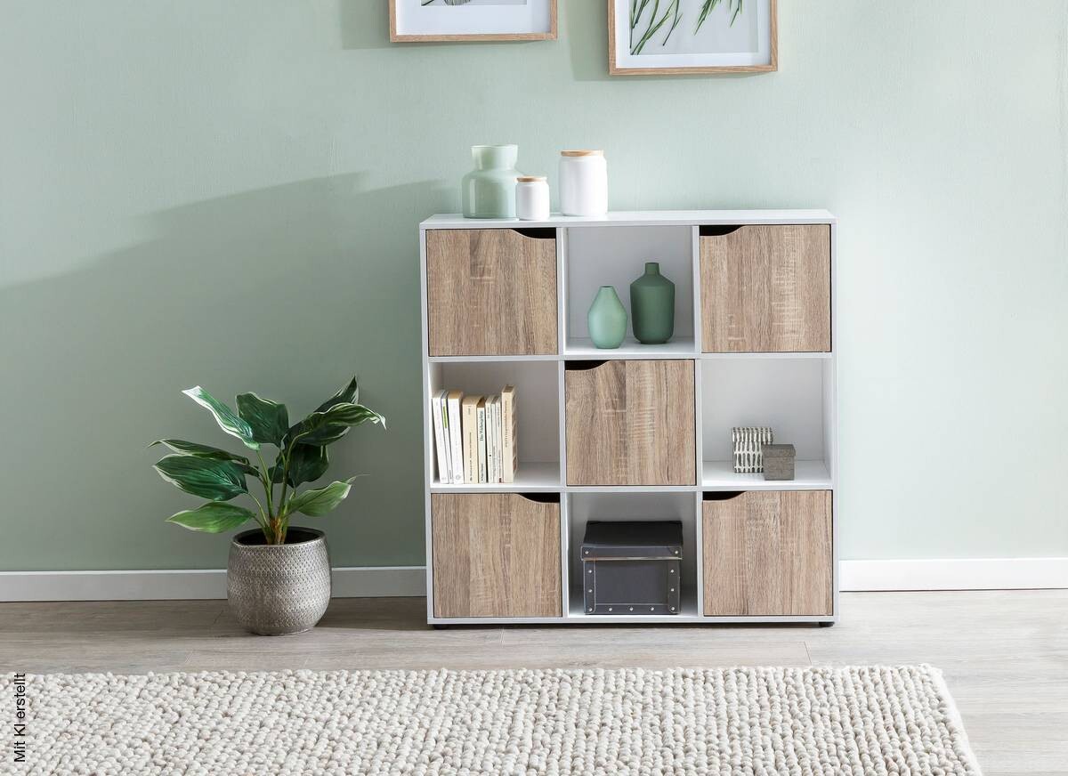 Sideboard weiß Eiche Sonoma Nachbildung B/H/T: ca. 89x91x29 cm