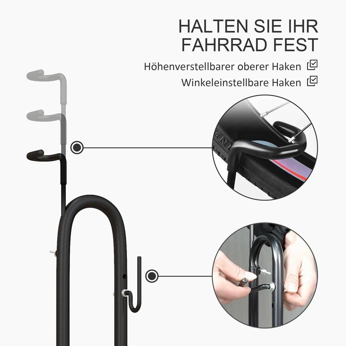 SPORTNOW Fahrradständer schwarz schwarz B/H/L: ca. 44x118x45 cm