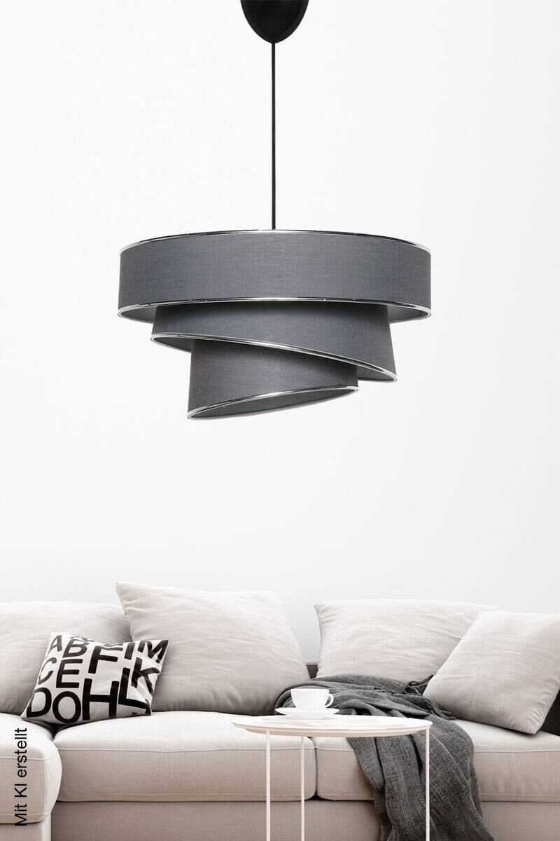 Opviq Pendelleuchte Couper silber anthrazit Baumwolle B/H/T/L/D: ca. 40x72x40x40x40 cm E27 1 Brennstellen