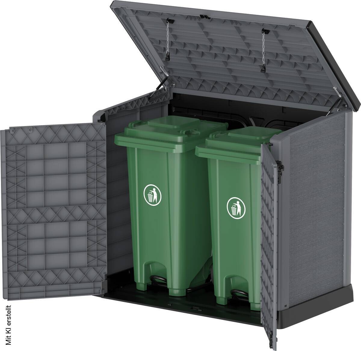 VCM Mülltonnenbox 2er StoreAway grau Kunststoff B/H/L: ca. 145x125x83 cm