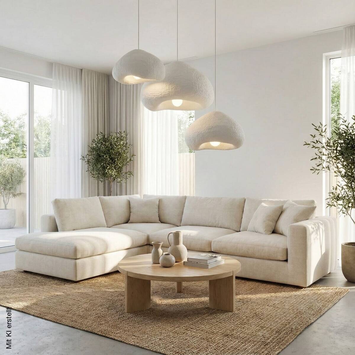 Opviq Pendelleuchte weiß Fiberglas Metall B/H/T/L/D: ca. 82x115x82x82x82 cm E27 3 Brennstellen
