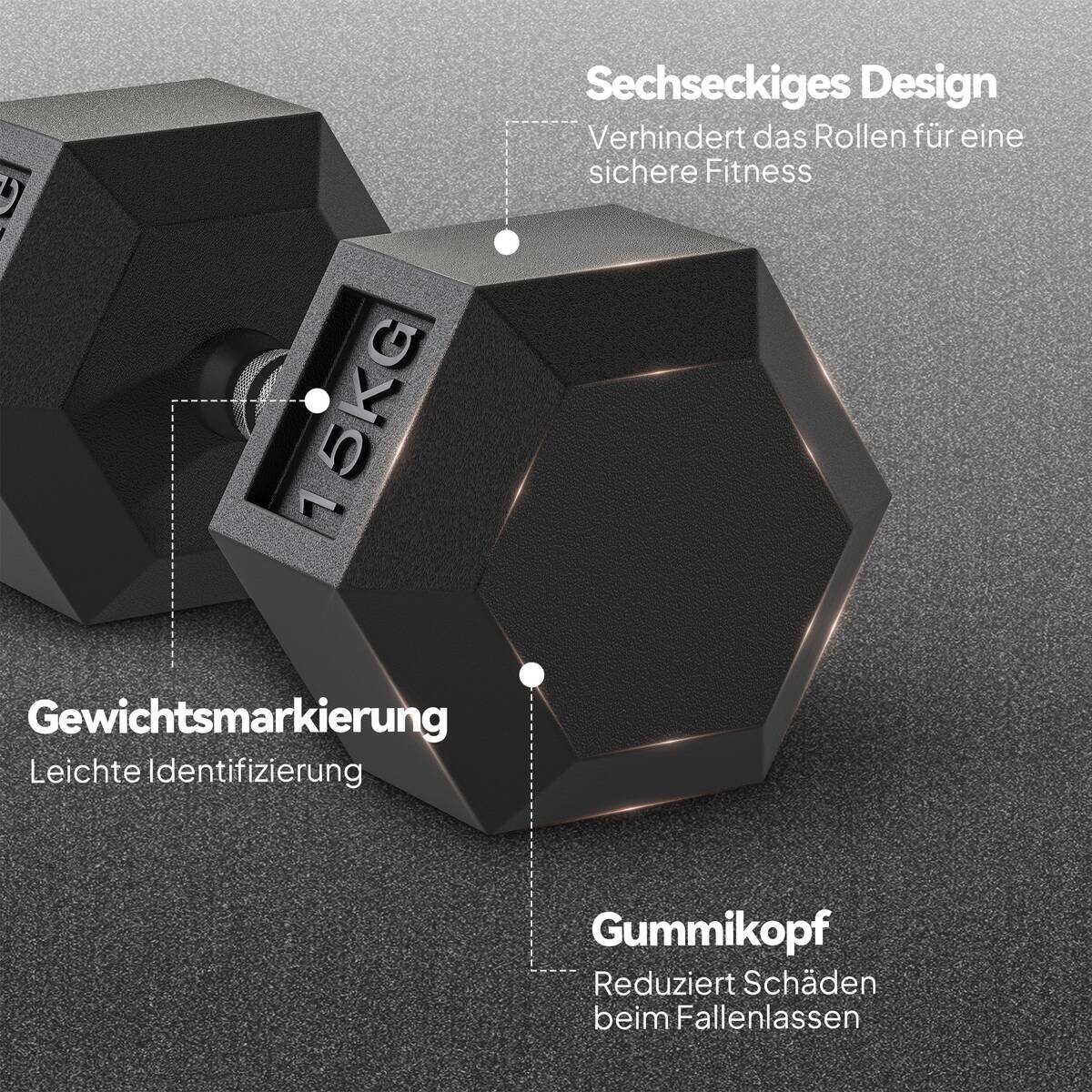 HOMCOM Gummi-Hantel schwarz Gummi B/H/L: ca. 15,5x33,6x15,5 cm