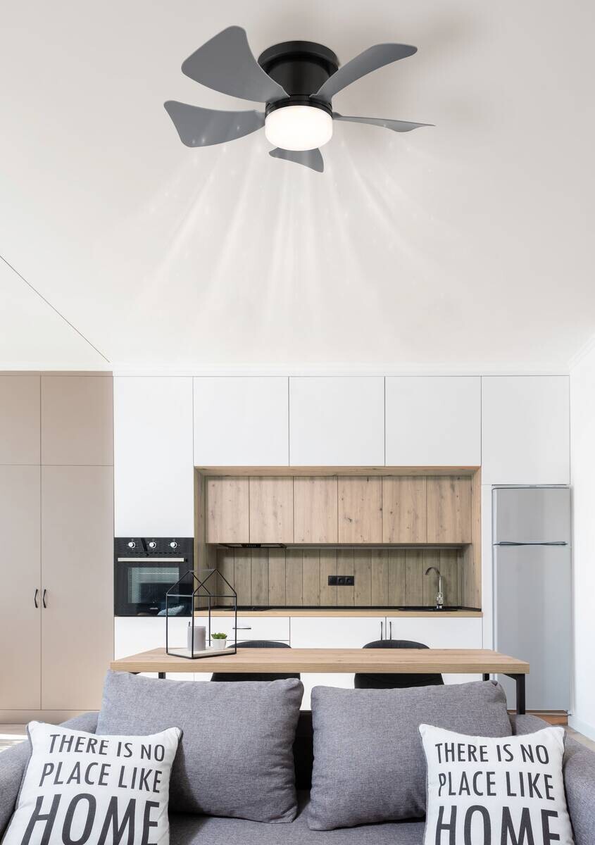 GLOBO Deckenventilator Opal grau mattschwarz H/D: ca. 13x40,6 cm max. 10 W