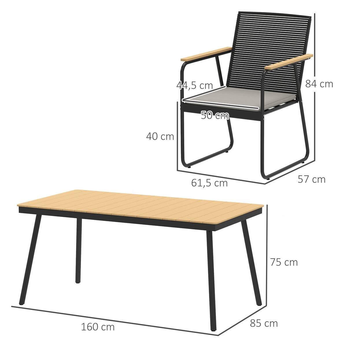 Outsunny Gartengarnitur natur Polyester B/H/L: ca. 85x75x160 cm