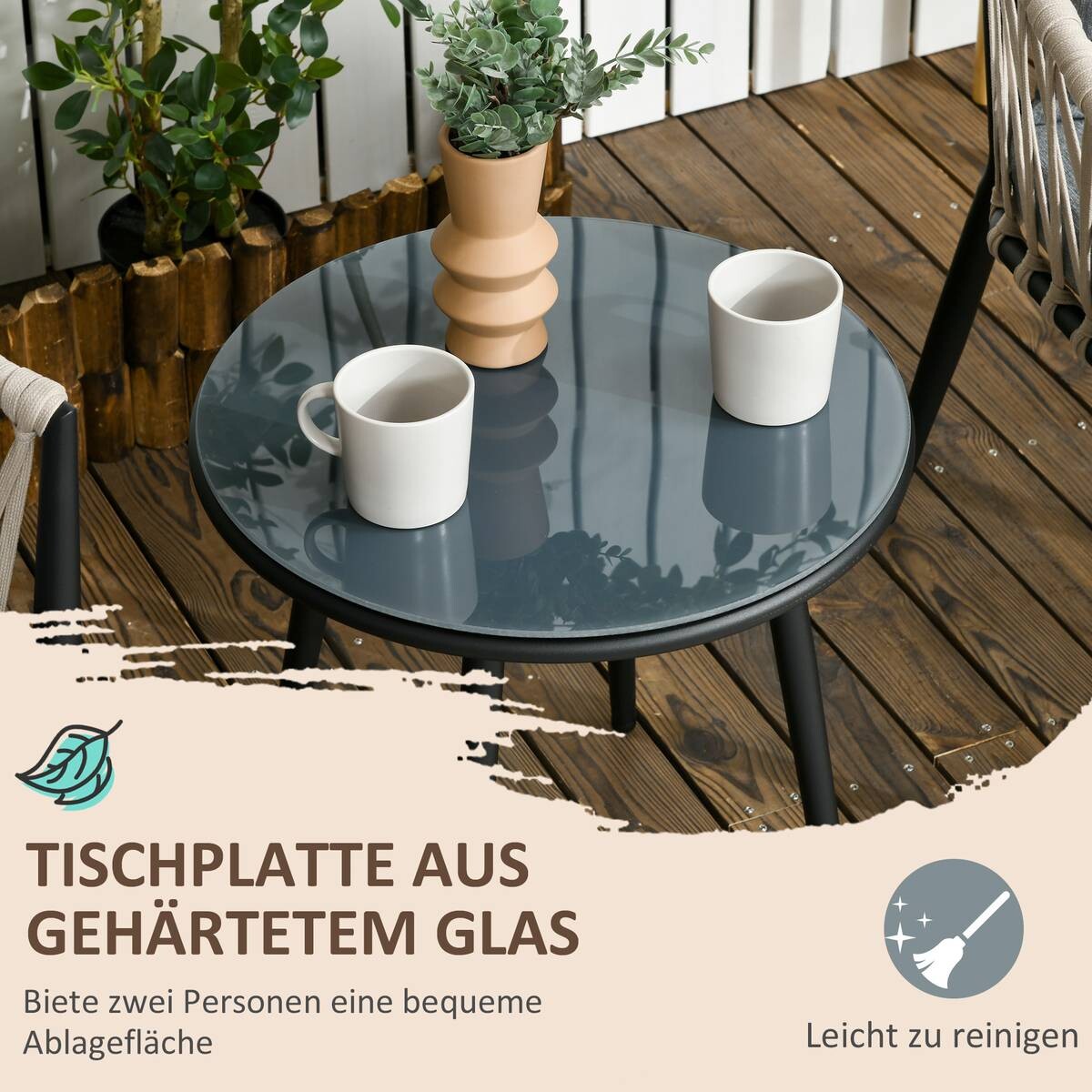 Outsunny Bistroset grau Polyester B/H/L: ca. 60x75x57 cm