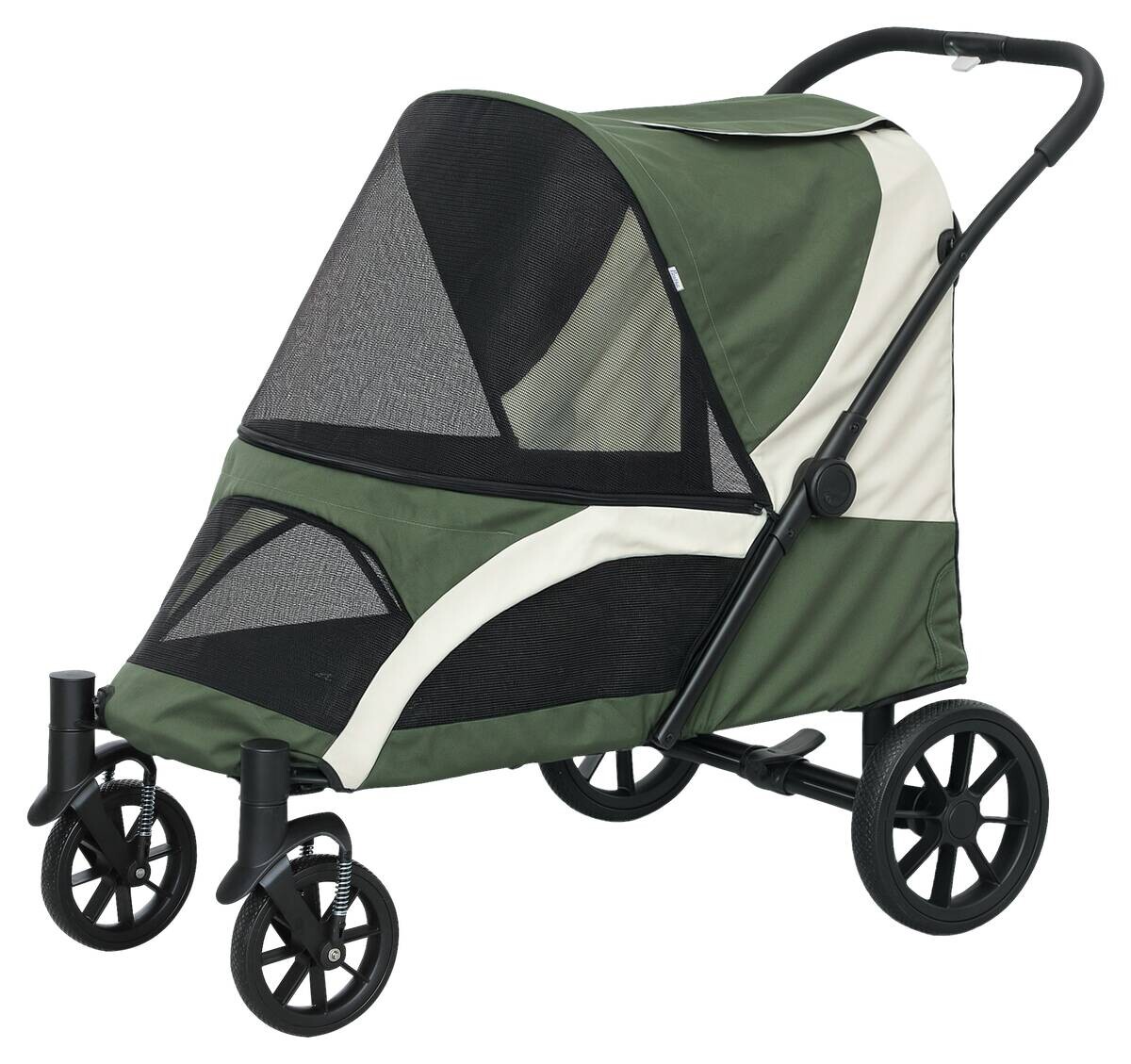 PawHut Hundewagen dunkelgrün Stahl B/H/L: ca. 67x100x124 cm