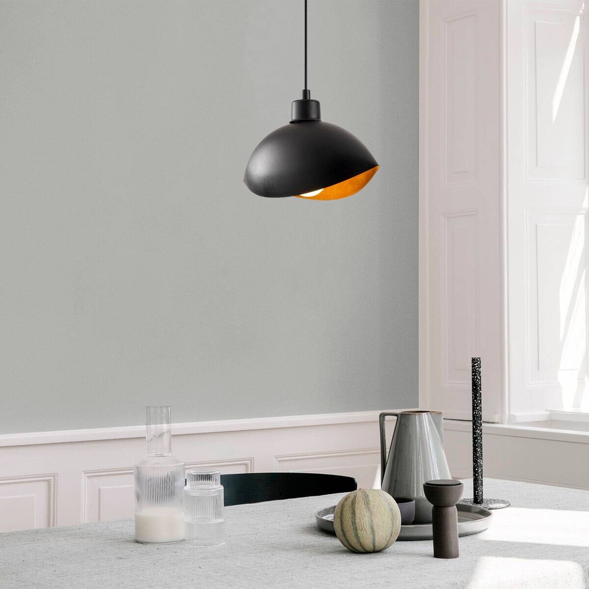 Opviq Pendelleuchte schwarz Metall B/H/T/L: ca. 28x112x15x28 cm E27 1 Brennstellen