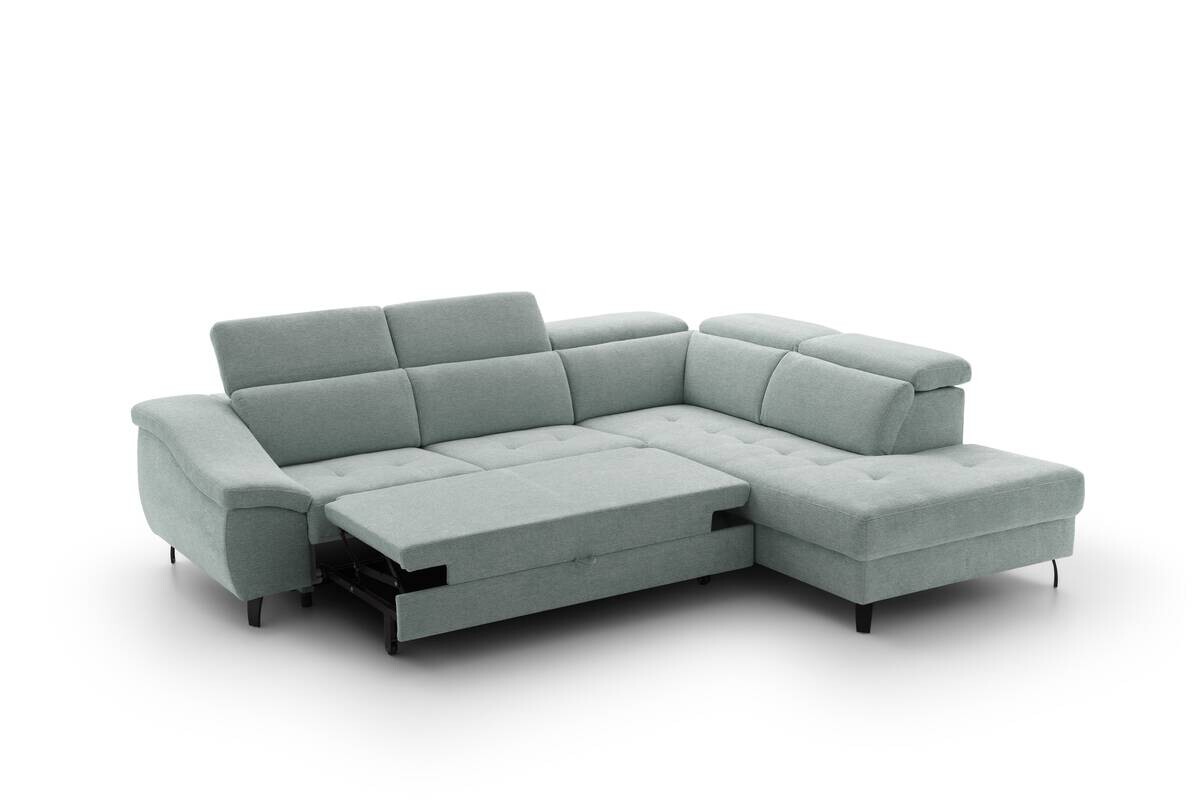 Ecksofa mit Bettfunktion eisblau Flachgewebe B/H/T: ca. 280x96x238 cm