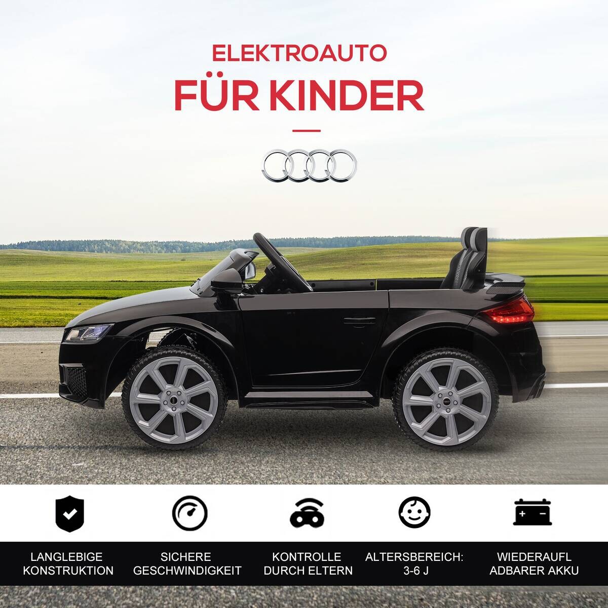 HOMCOM Kinder-Elektroauto schwarz B/H/L: ca. 60x44x102 cm