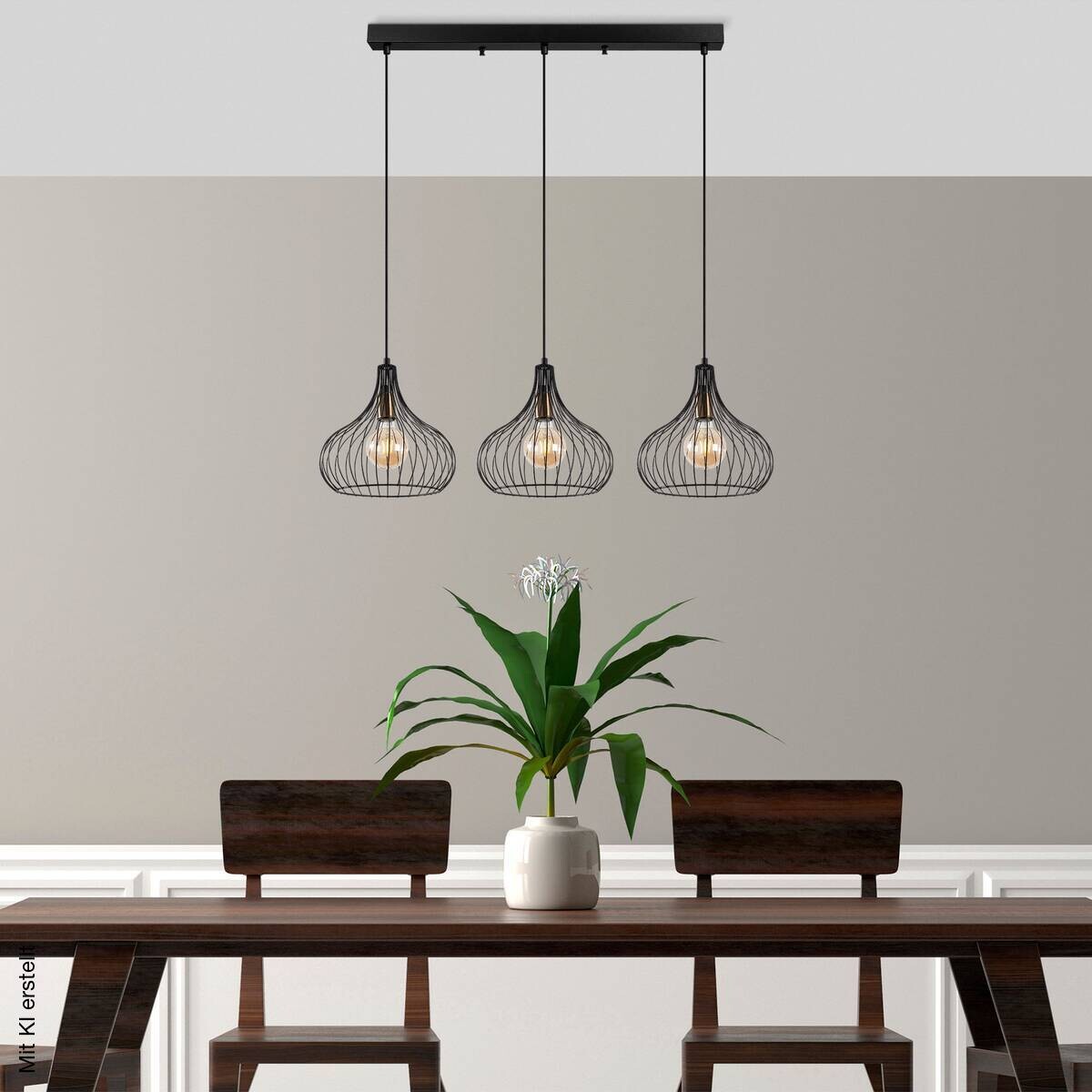 Opviq Pendelleuchte Teldamla-11910 schwarz B/H/T/L: ca. 76x120x22x76 cm E27 3 Brennstellen