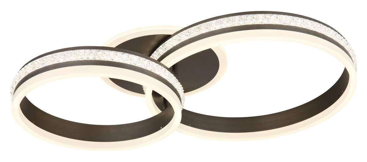 GLOBO LED-Deckenleuchte GROUNI klar titanfarbig Metall Kunststoff B/H/T: ca. 40x15x64 cm